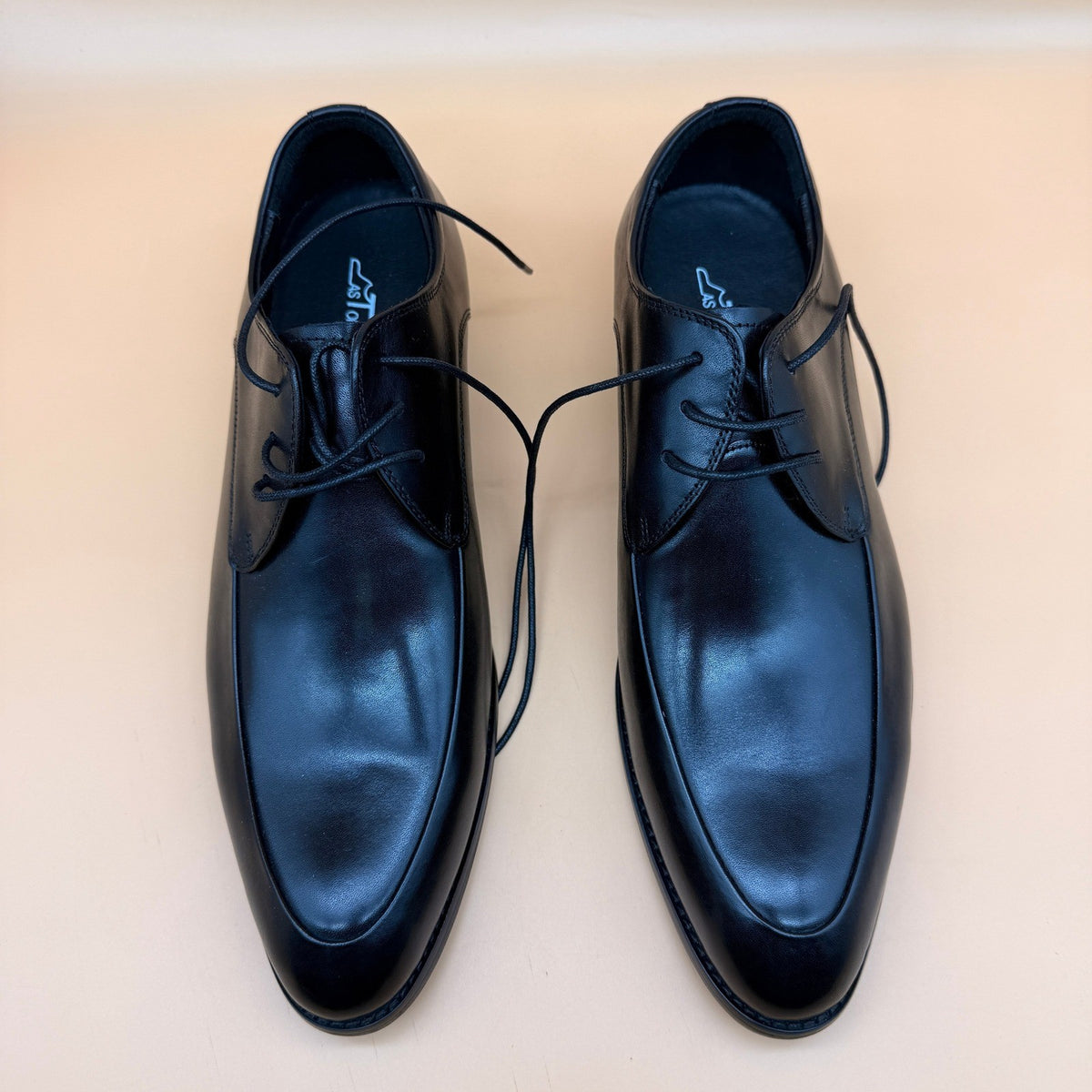 Santimon Men's US 8.5 Black Leather Formal Derby Lace Up Dress Shoes