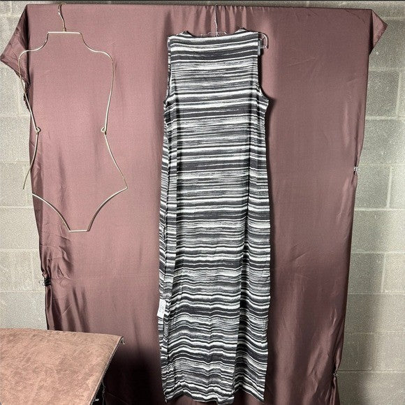 Lands' End Women's S LONG Sleeveless Swim Cover-up Cotton Jersey Maxi Dress Bl