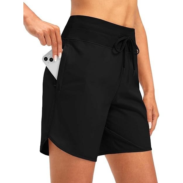MSRP $39 G Gradual Women's L Black 7" Quick Dry Swim Board Shorts with Zipper