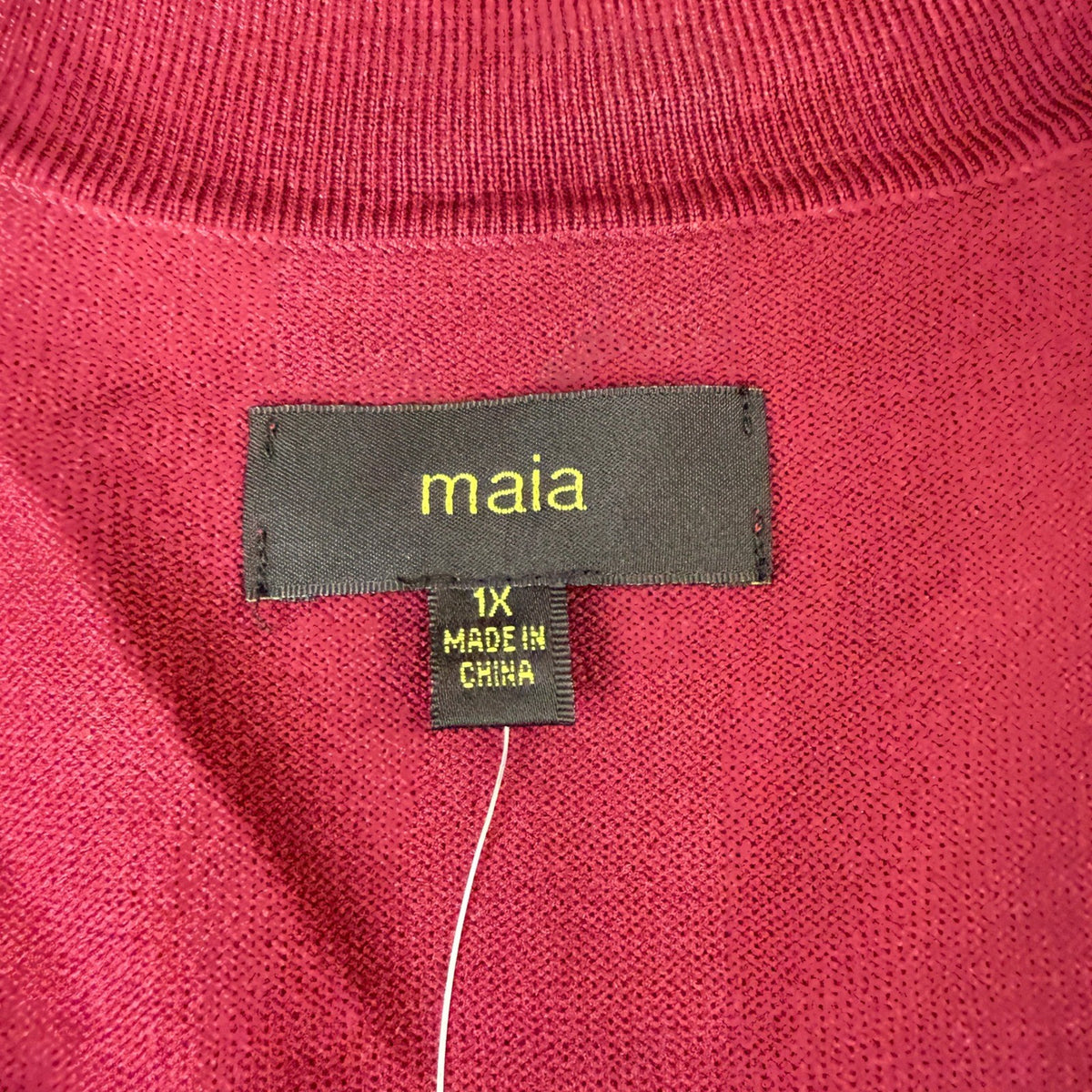 MSRP $96 Maia Womens 1X Wine Long Sleeve Sweater Dress Belted