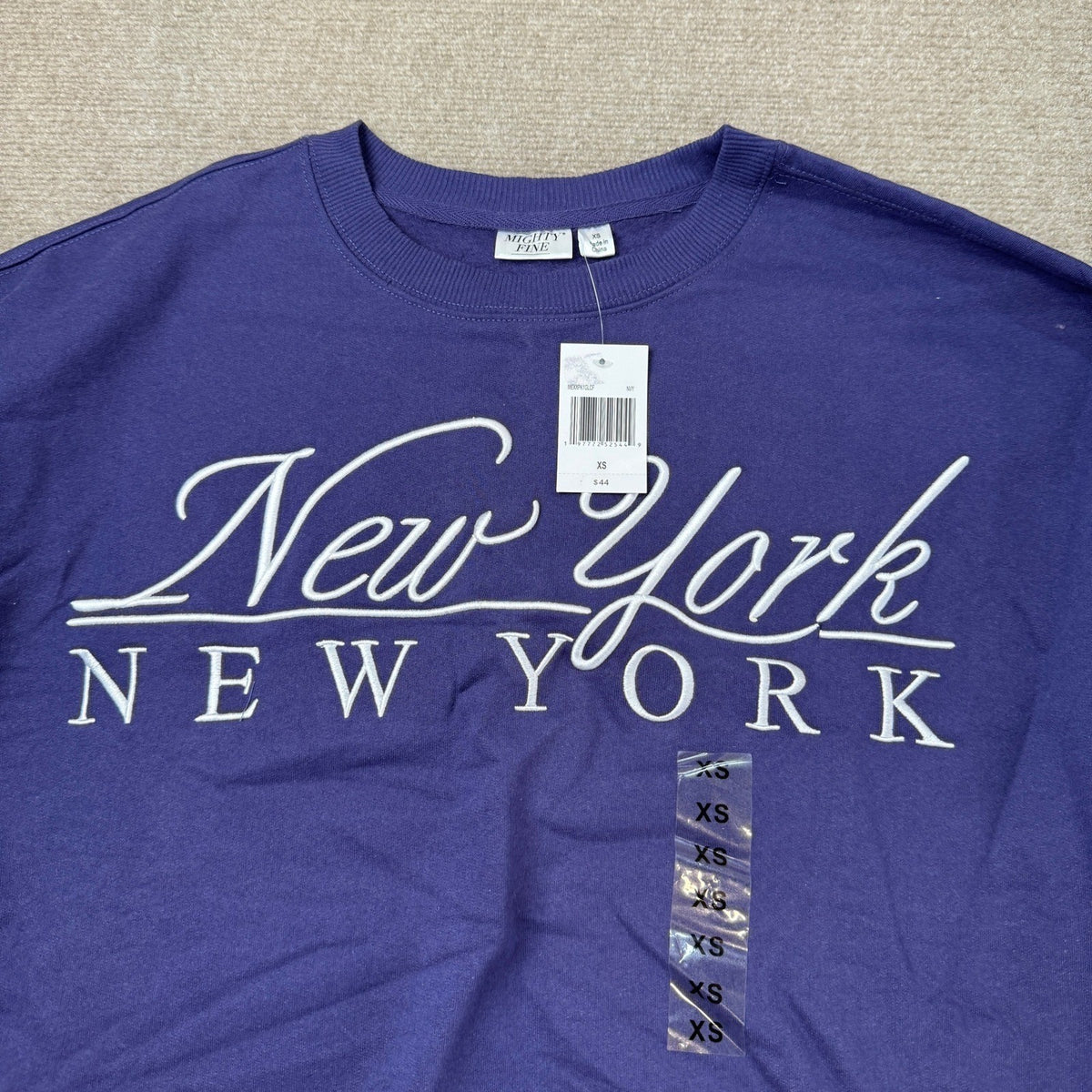 MSRP $44 Mighty Fine Women's XS Purple Embroidered Crewneck Sweatshirt