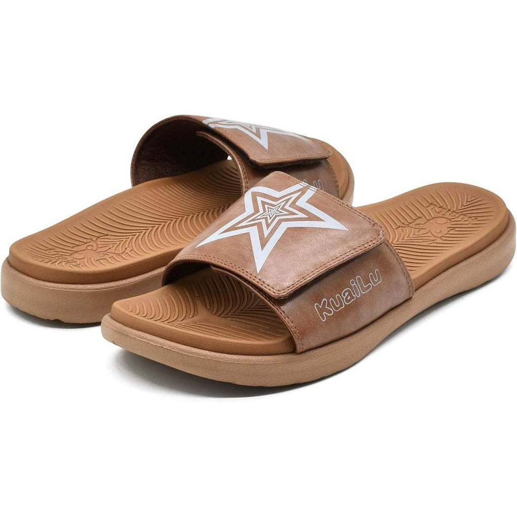 New KuaiLu Mens Slide Sandals Khaki US 10 Orthotic Arch Support Athletic Sport