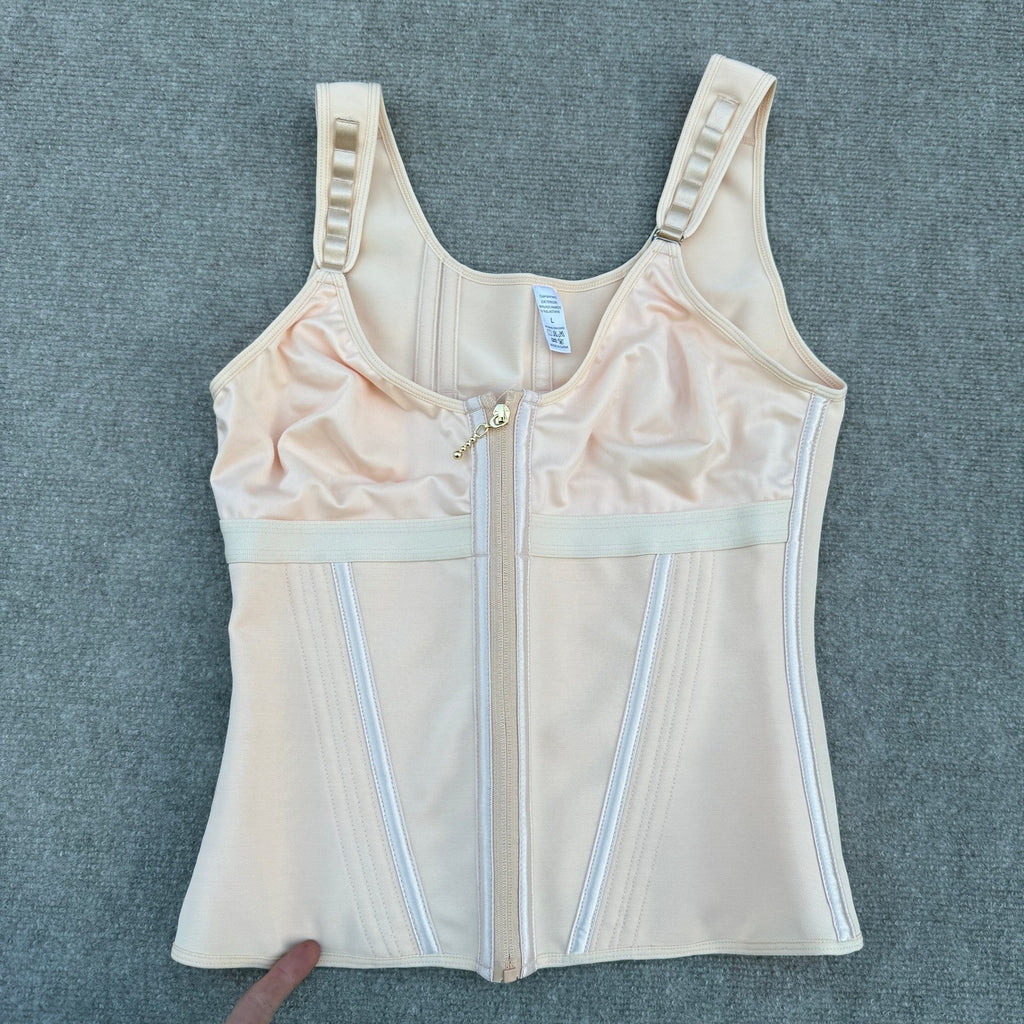 Women's Tan L Core Lift Zipper Tank Top Body Shaper Tummy Control Shapewear