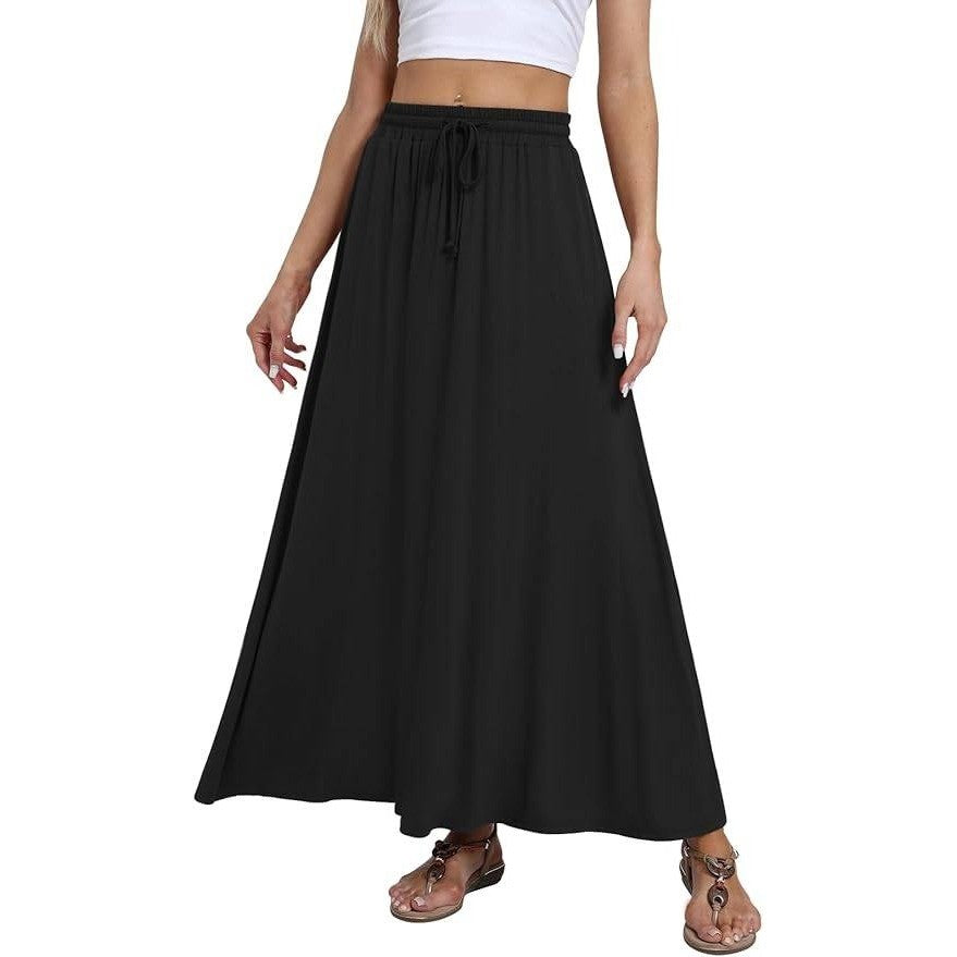 MSRP $25 DB MOON Women's M Maxi Skirt Casual Flowy Elastic High Waist Long Skir