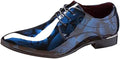 Santimon Men's US 9.5 - 12 Blue Floral Printed Patent Leather Dress Oxford Shoes