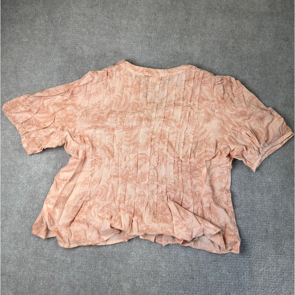 MSRP $44 A.N.A Womens L Tallulah Floral Y Neck Short Sleeve Blouse