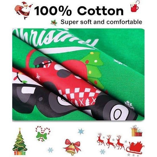 MSRP $23 DAUGHTER QUEEN Green Santa 2T Boys & Girls Christmas Pajamas 100% Cott