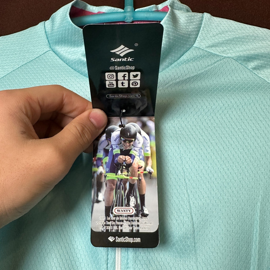 NWT Santic Olivia Women's M Blue Cycling Jersey Long Sleeve Full Zip, Rear Pocke