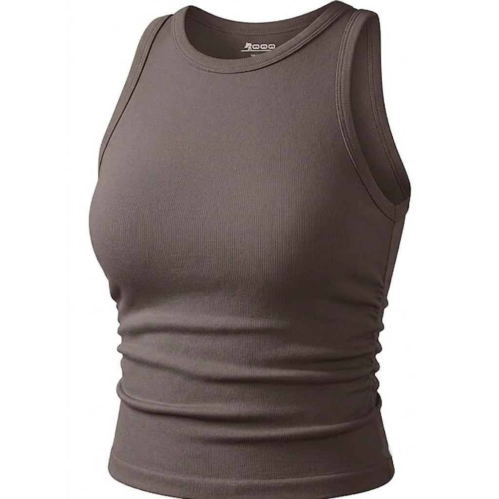 OQQ Women's L Tea Leaf Tank Tops Crew Neck Sleeveless Basic Stretch Casusal
