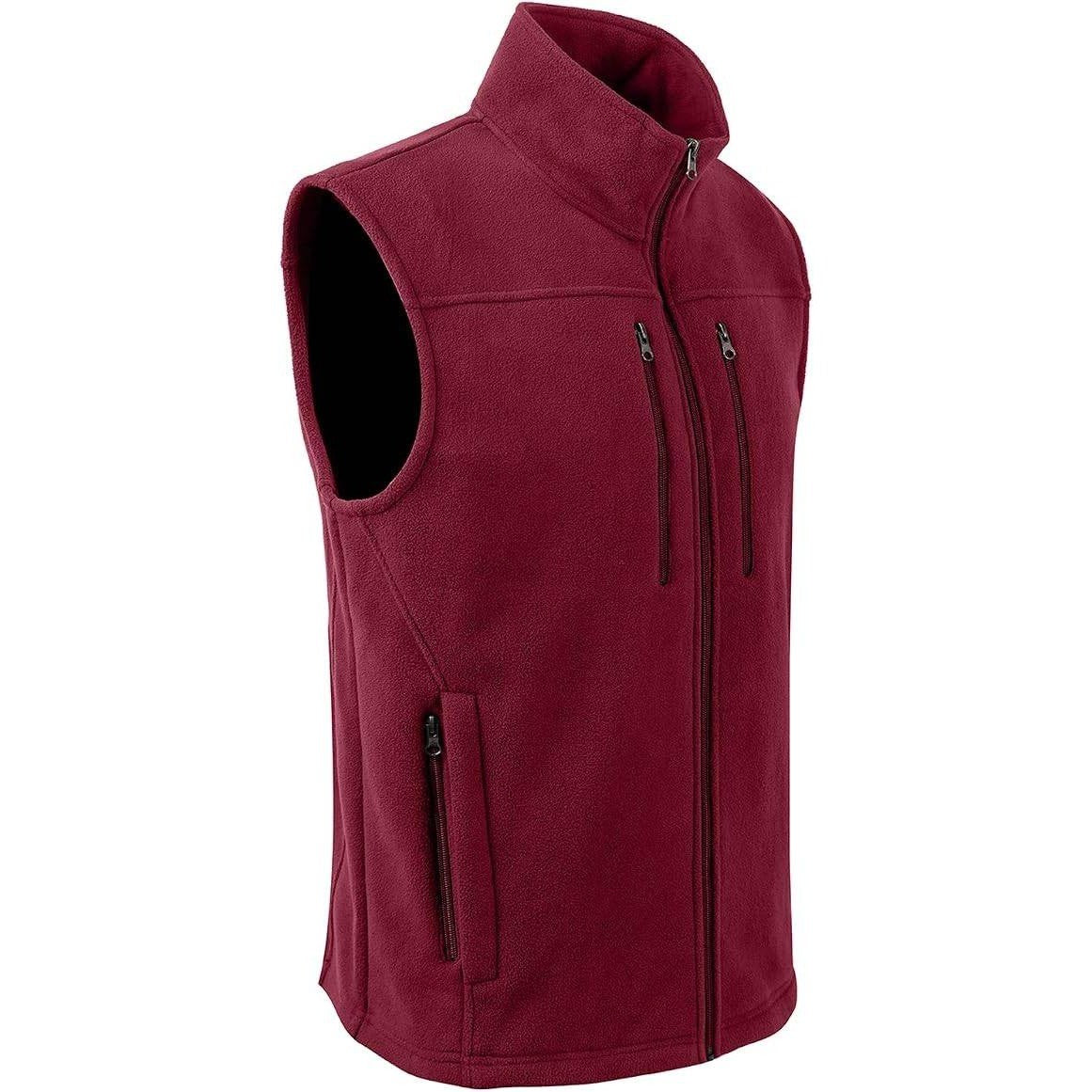 MSRP $43 MOHEEN Men's L Wine Red Fleece Vest Outdoor Full Zip Softshell Sleevel