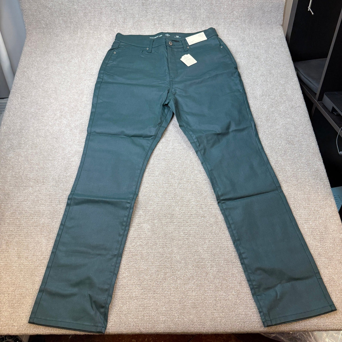 MSRP $60 St. John's Bay Womens 16 Tall Mysterious Green Mid Rise Jeans Straight