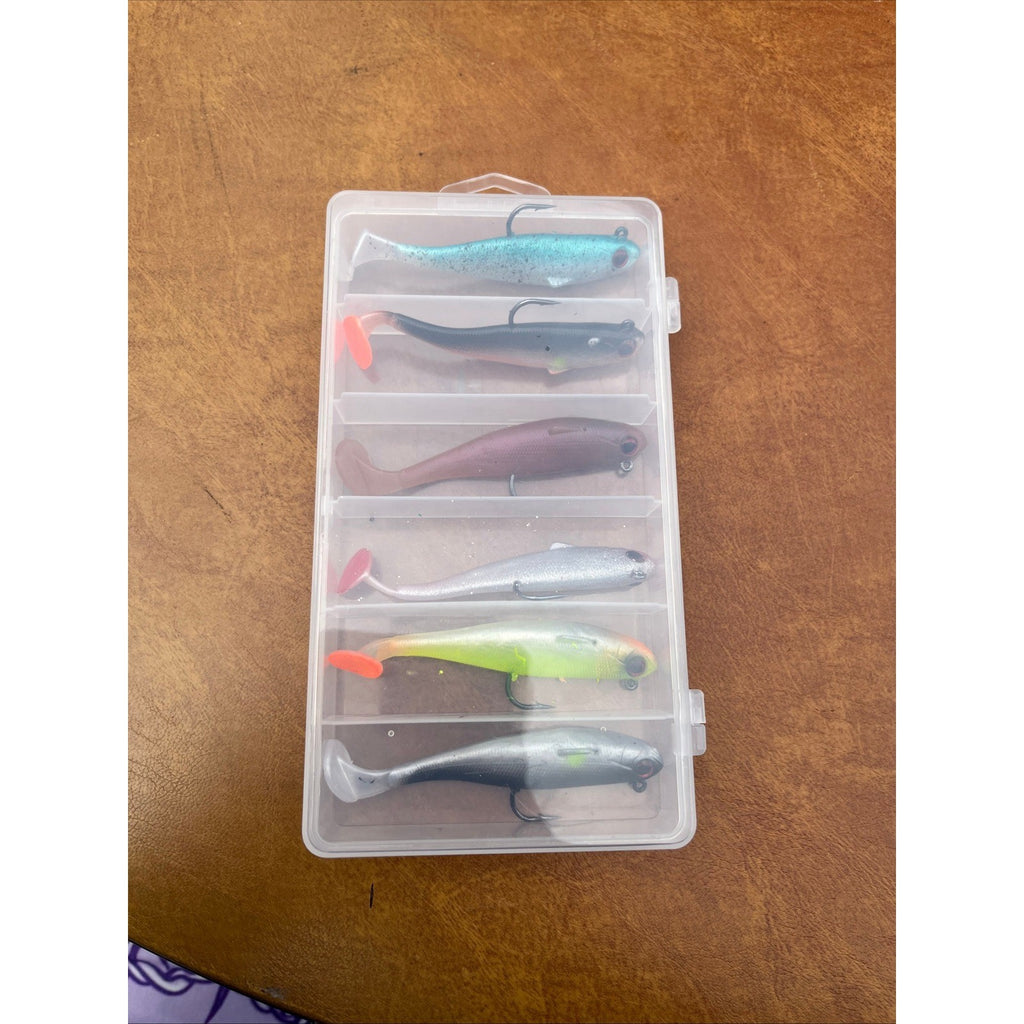 Pack of 6 Soft Swimbaits Fishing Lures Kit w/ Hook for Fresh & Saltwater Bass P