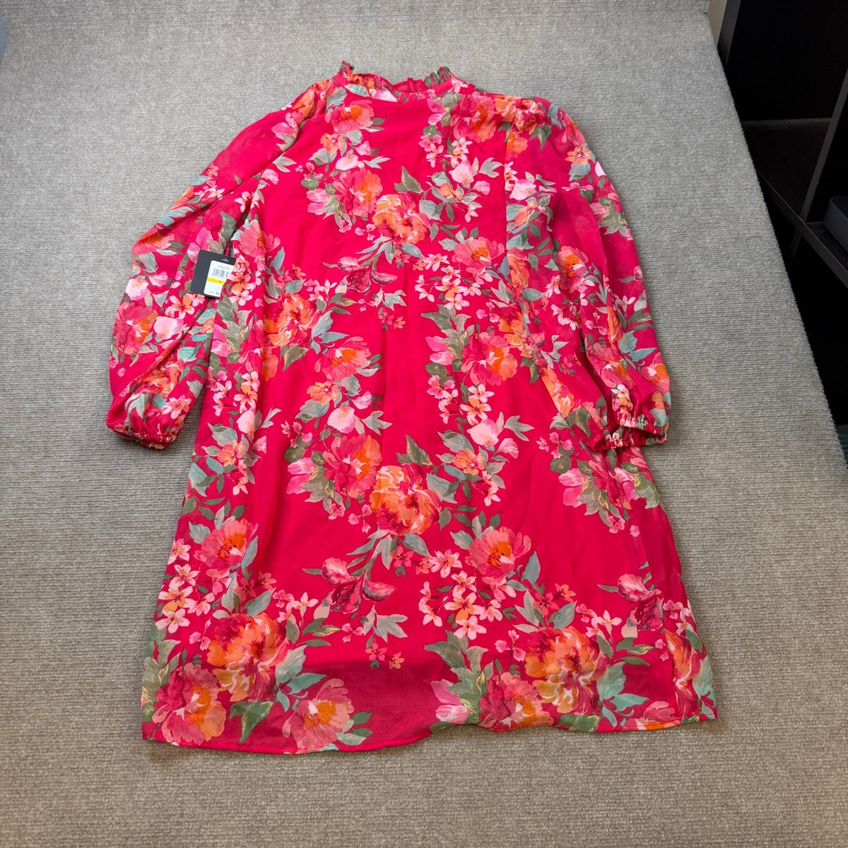 MSRP $89 Jessica Howard Womens M Floral Split Tie Neck Shift Dress Long Sleeve