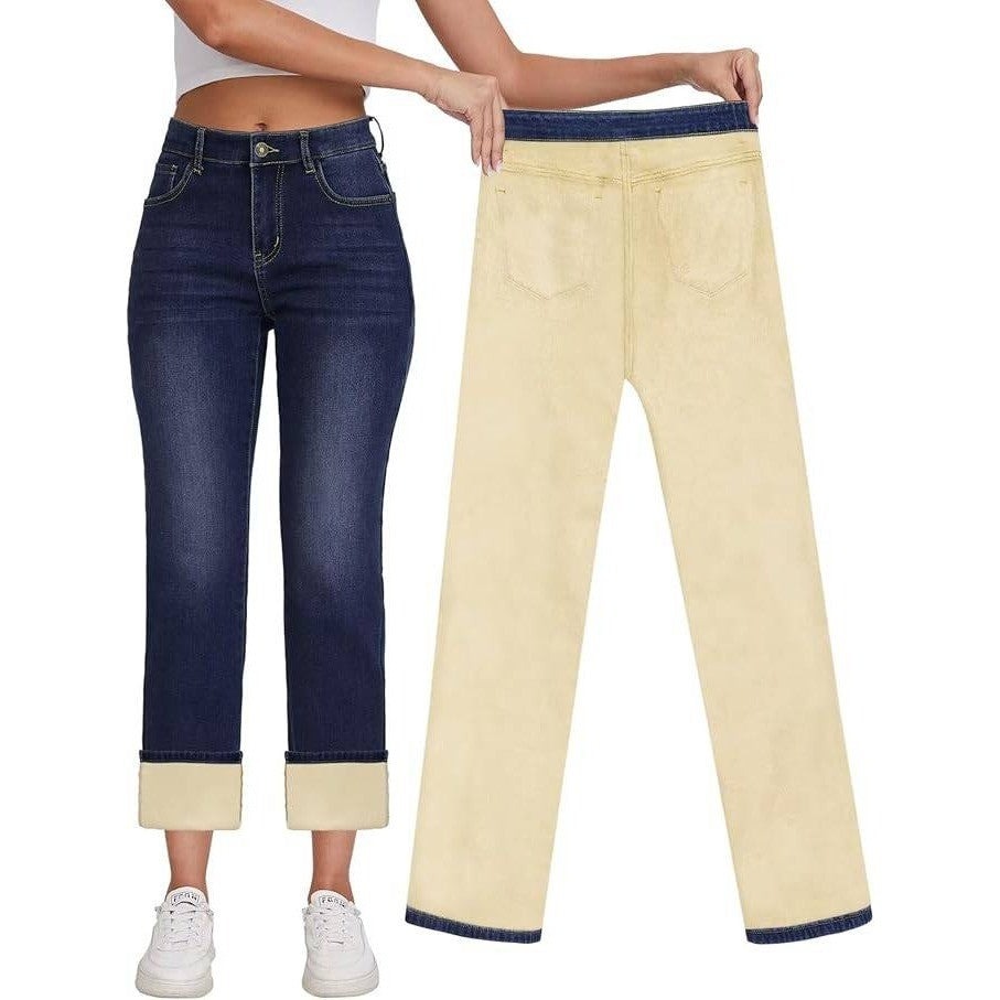 MSRP $52 KDF Fleece Lined Jeans Women's 4 Flannel Lined Jeans Straight Leg Win