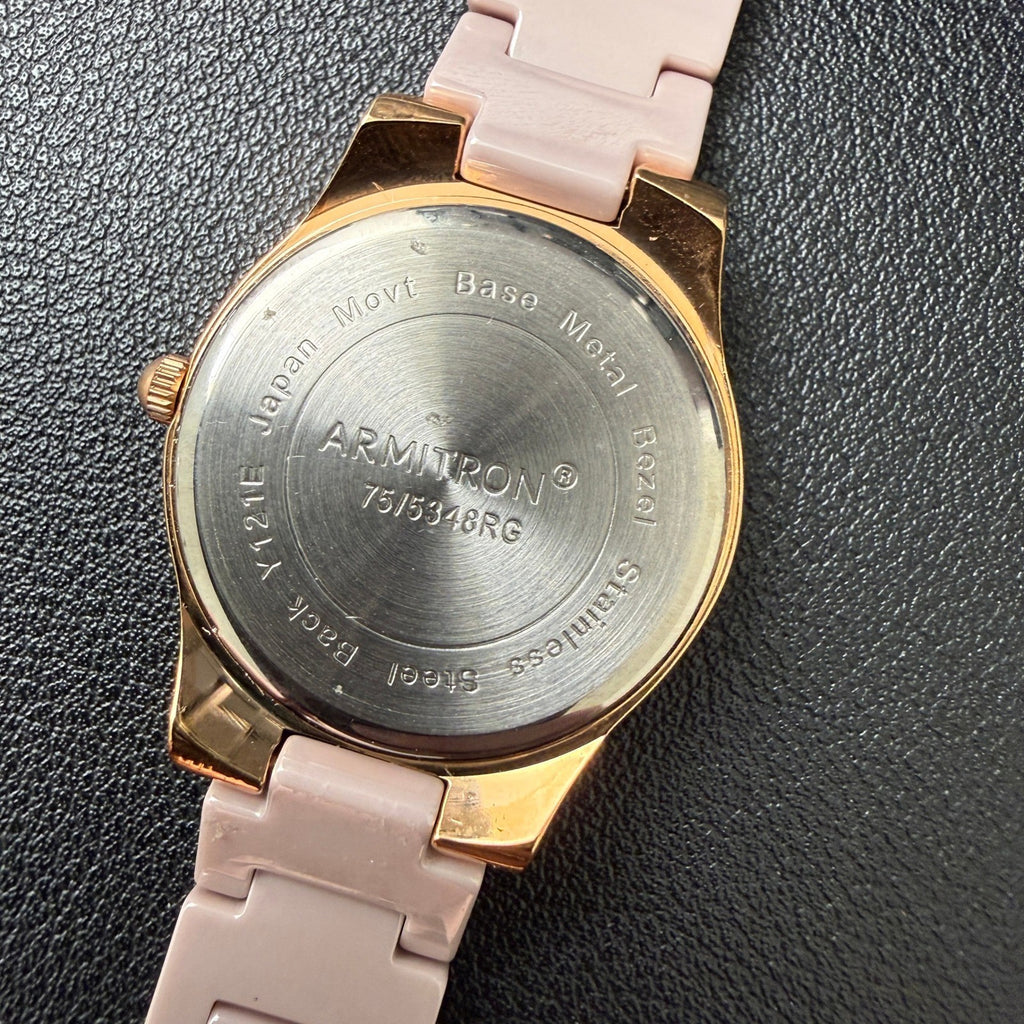 MSRP $95 Armitron 75/5348RG Women's Rose Gold/Pink Watch BROKEN BAND New Batte