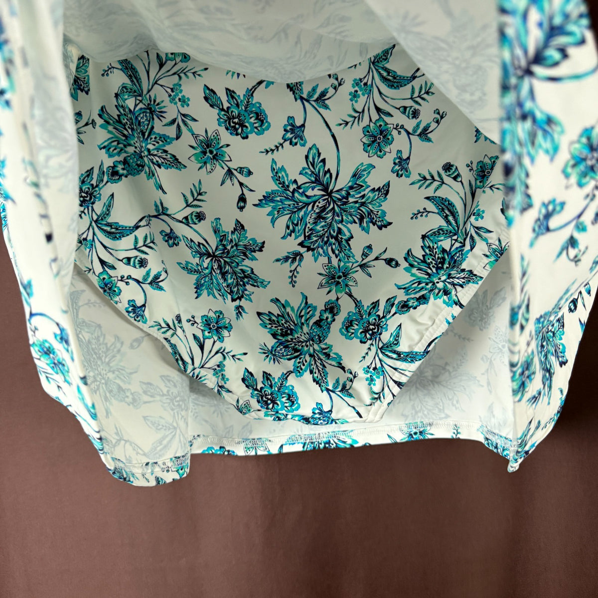 Lands' End Women's 4-8, 4-14W LONG Tummy Control Swim Skirt White/Turquoise