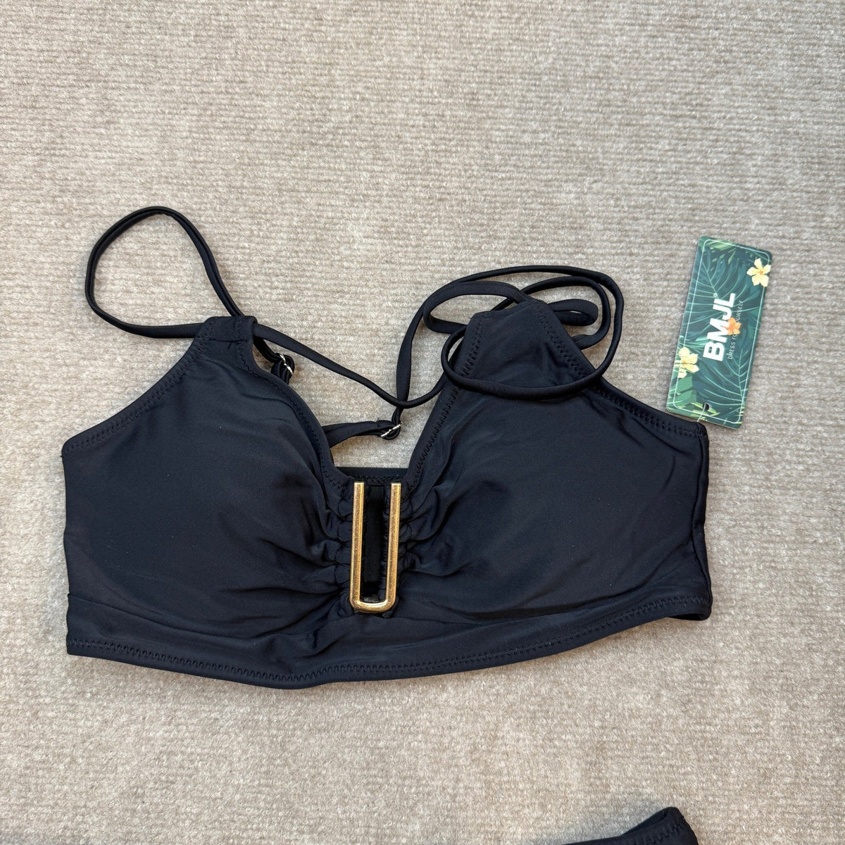 MSRP $35 BMJL Women's S Black High Waisted Bikini Set Tummy Control Swimsuit