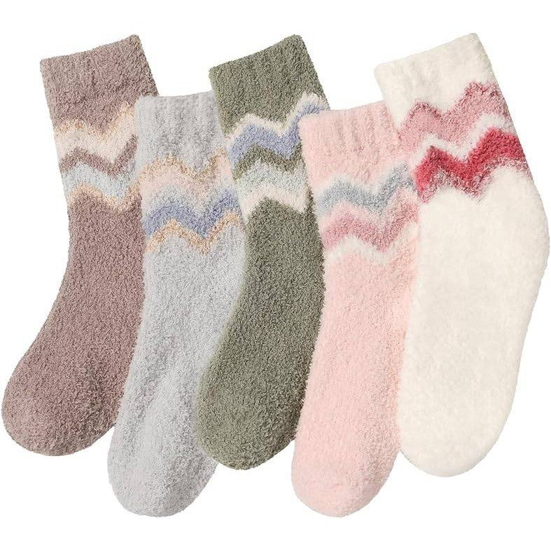 Premillow 5 Pairs Women's Fuzzy Socks Winter Fluffy Cozy Socks with Coral Fleece