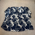 MSRP $48 Liz Claiborne Womens 3X Navy Floral Short Sleeve Blouse Round Neck