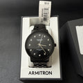 MSRP $120 Armitron 20/5570TI Men Diamond Accent Black Bracelet Watch New Batter