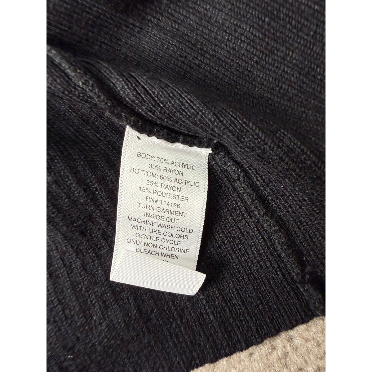 MSRP $54 Liz Claiborne Women L Tall Black Open Front Cardigan Layered Sweater L