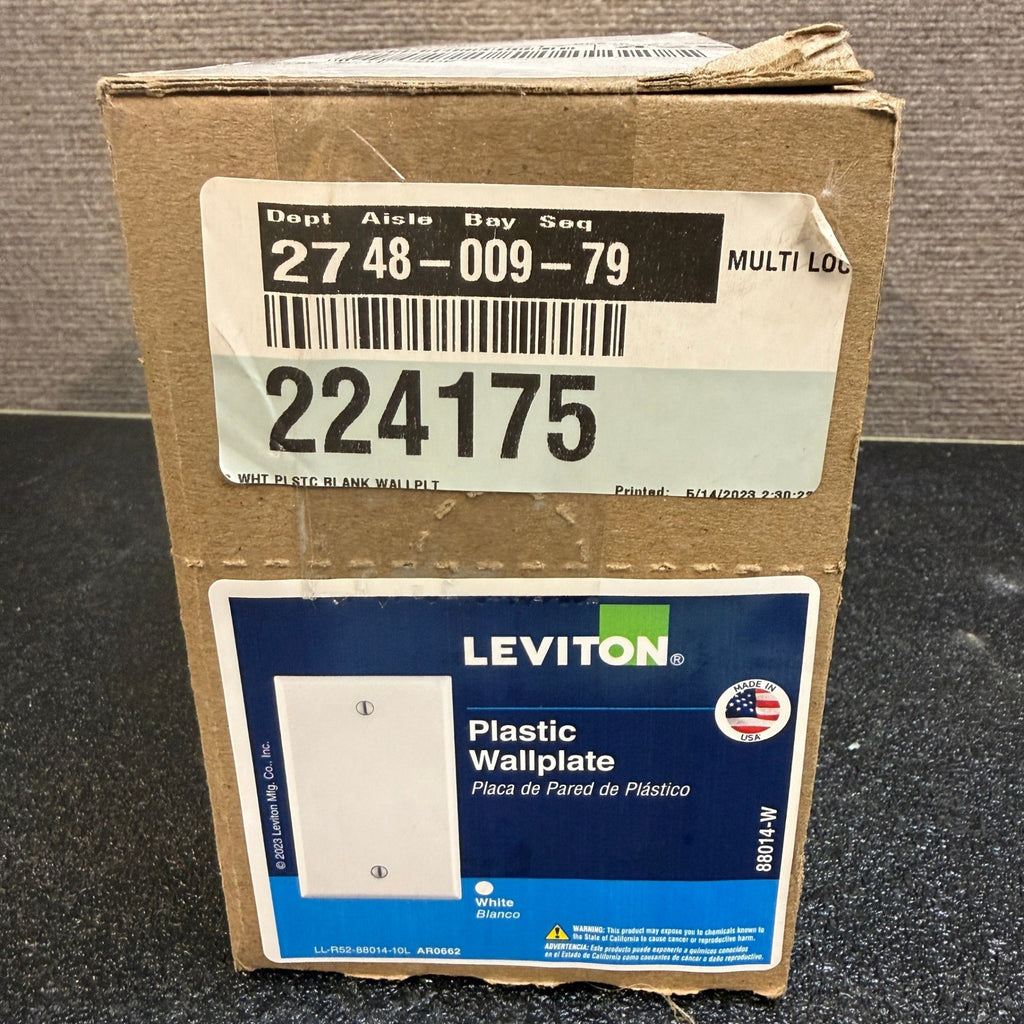 Pack of 40 Leviton 88014-W White 1-Gang Blank Wallplate, Standard Size, Thermose