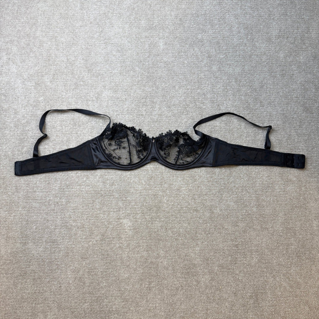 MSRP $28 Wingslove Women's 36C Sexy Lace Bra Demi Sheer Mesh Balconette See