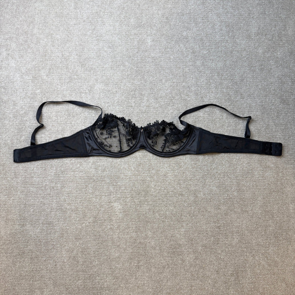 MSRP $28 Wingslove Women's 36C Sexy Lace Bra Demi Sheer Mesh Balconette See