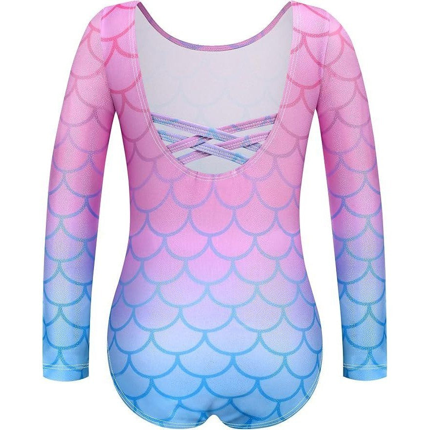 Zaclotre Girl's 6-7Y Long Sleeve Team Basic Gymnastic Leotard Crisscross Back S