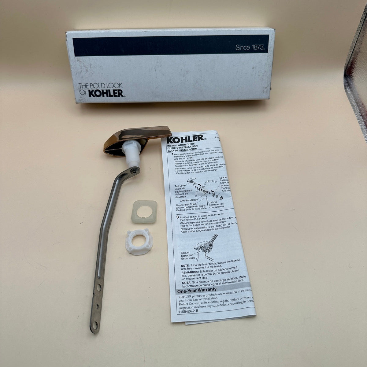 Kohler 9169-L-RGD Santa Rosa Left Hand Trip Lever Vibrant Polished Rose Gold