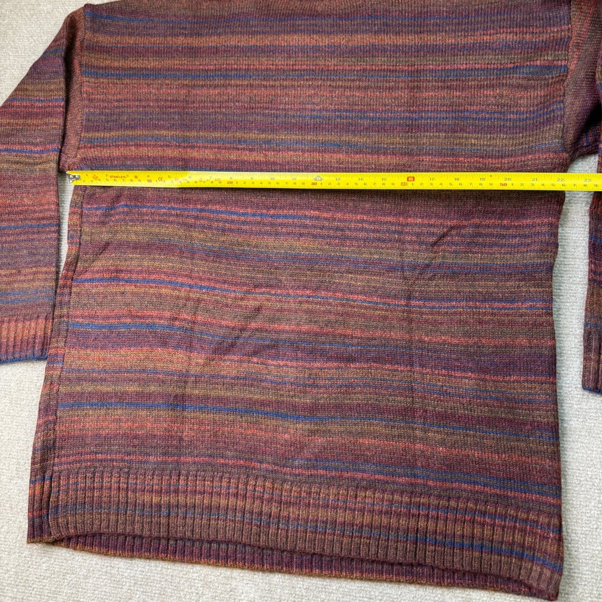 MSRP $38 A.N.A Womens L Multi Spacedye Striped Pullover Crew Neck Sweater Long