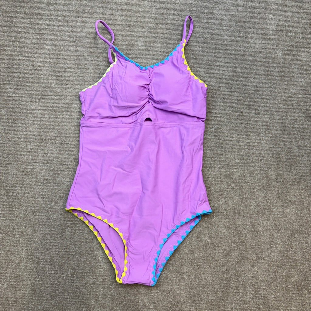 MSRP $23 Kids4ever Girls Light Purple 13-14Y One Piece Swimsuits Contrast Trim