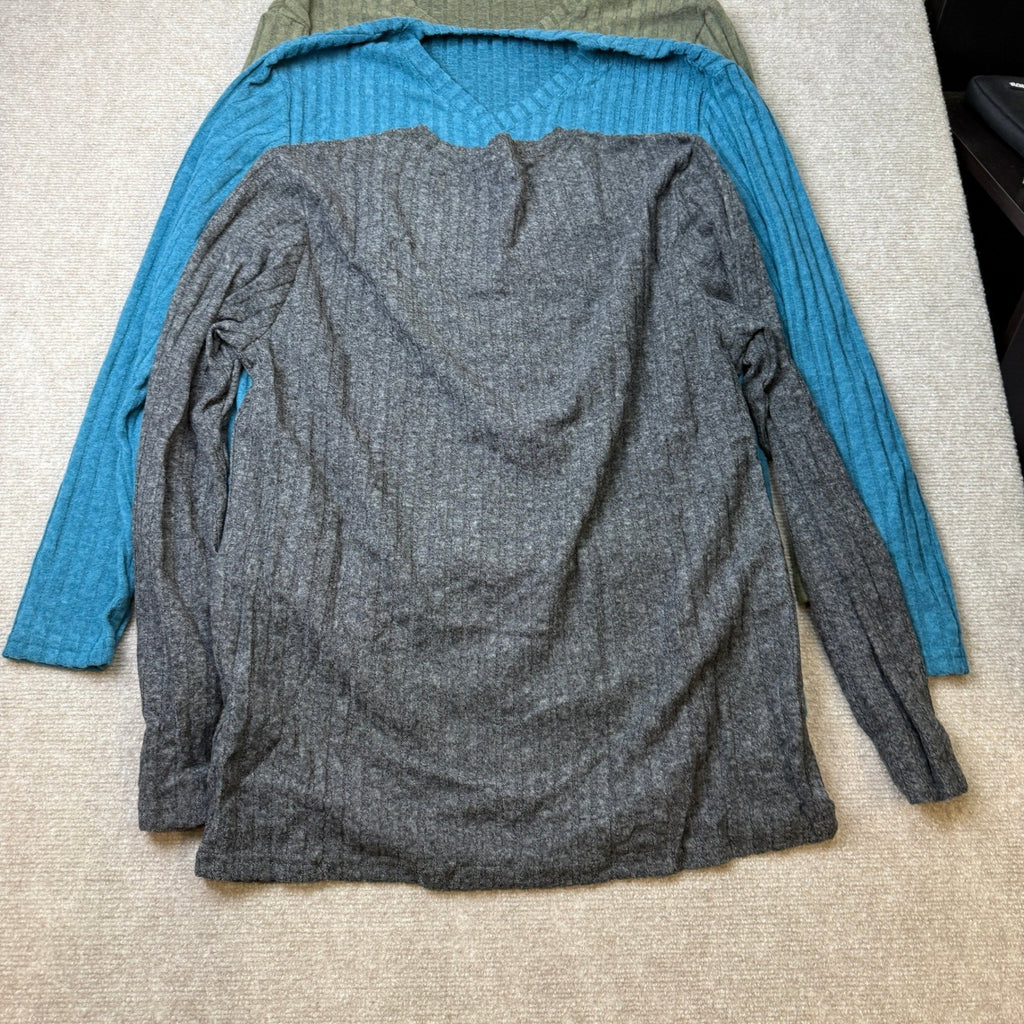 MSRP $56 JoyMotion 3 Pack Men's L Ribbed V Neck Long Sleeve Thermal Shirts Sli