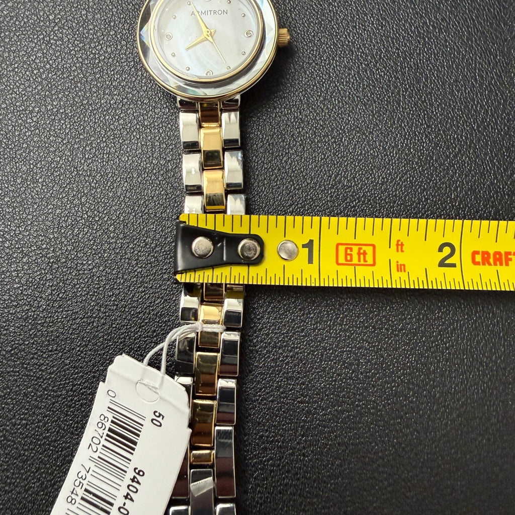 MSRP $70 Armitron 75/5927MPTT Women's Two Tone Bracelet Watch New Battery