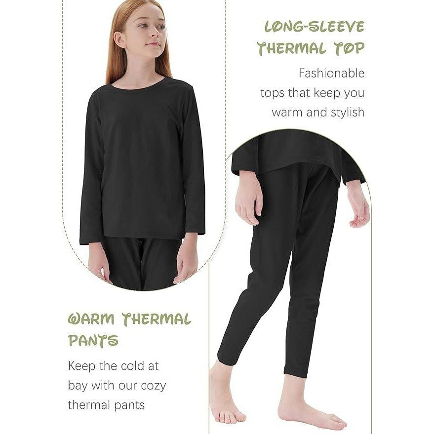 MSRP $36 Resinta 3 Girls 7-8Y Thermal Underwear Set Soft Winter Thermal Top and