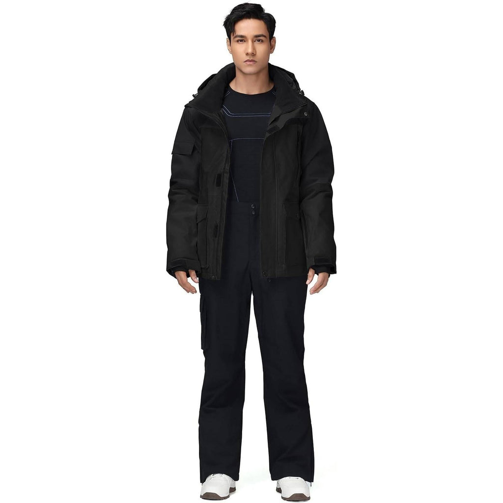 MSRP $195 YEEFINE Men's XS Black Ski Suit Two Piece Insulated Snowsuits Snow