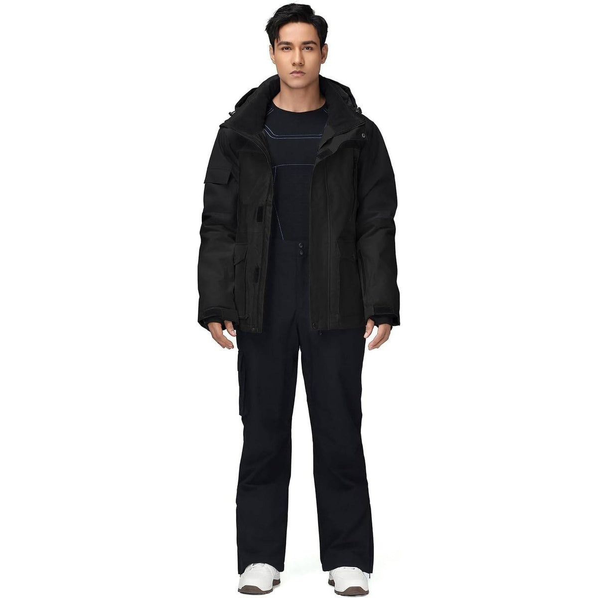 MSRP $195 YEEFINE Men's XS Black Ski Suit Two Piece Insulated Snowsuits Snow