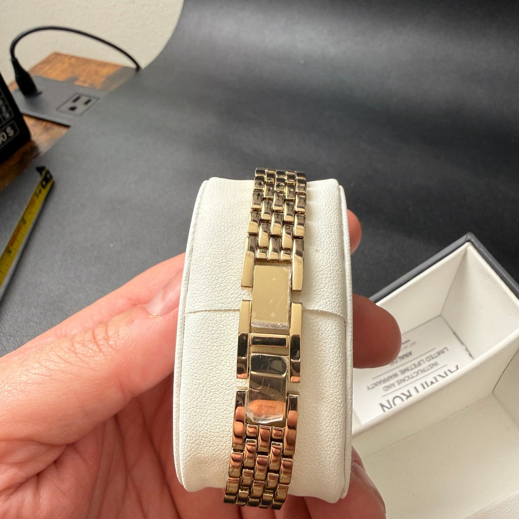 MSRP $100 Armitron 75/5796GP Womens Crystal Accented Bracelet Watch and Jewelr