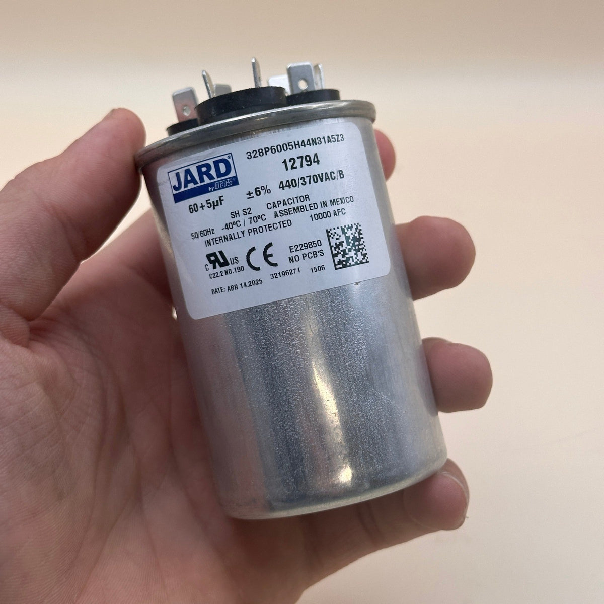 MARS 12794 Motor Dual Run Capacitor with Round 60 + 5 uf MFD 440V