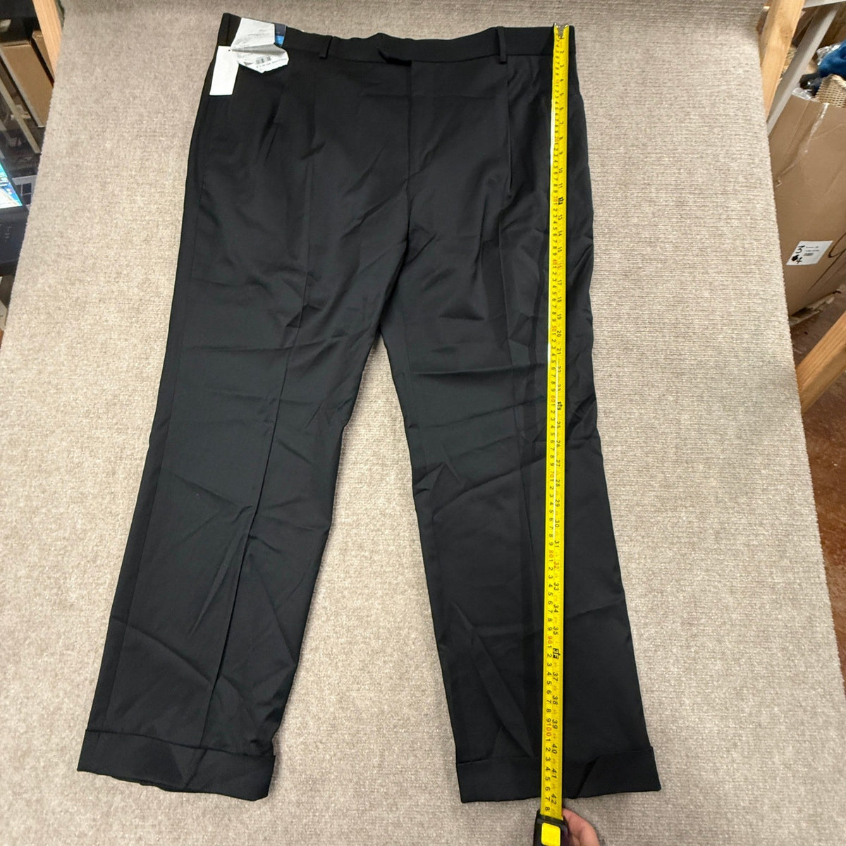 MSRP $110 Stafford Coolmax Mens 44x30 Black Suit Pants Classic Fit Pleated Front