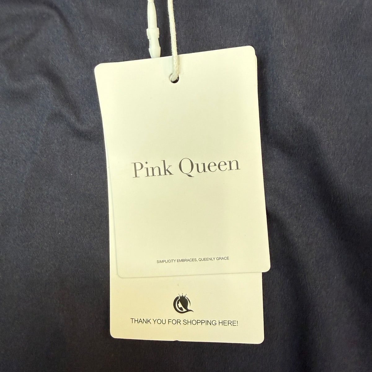 Pink Queen Women's M Long Sleeve Shirt Mock Neck Cinched Waist Fit Top Navy
