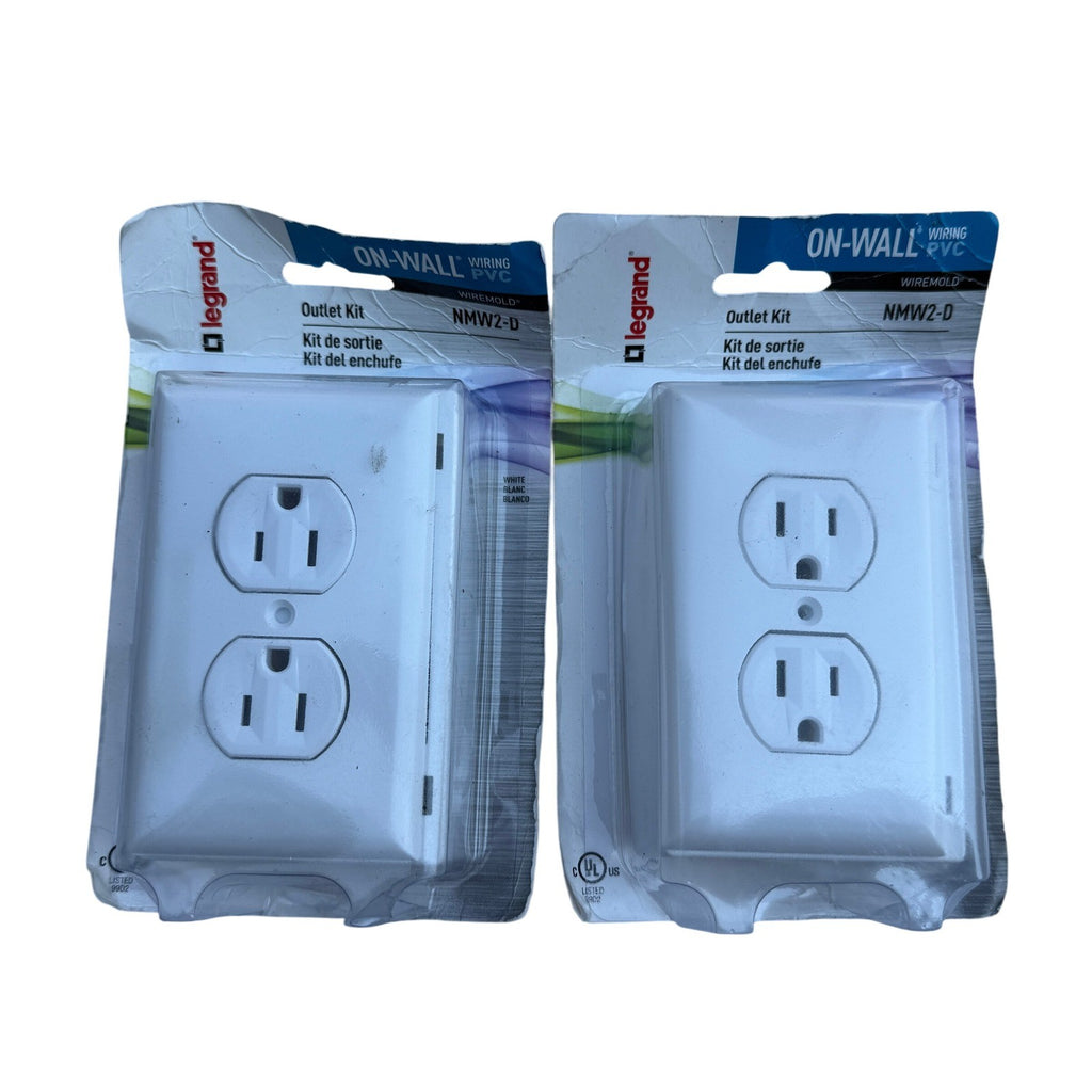2 Pack Legrand Wiremold NMW2-D On-Wall Duplex Outlet Kit White