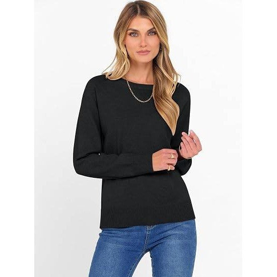 MSRP $26 ANRABESS Women's XS Black Sweater Long Sleeve Crewneck Fall Winter Soft