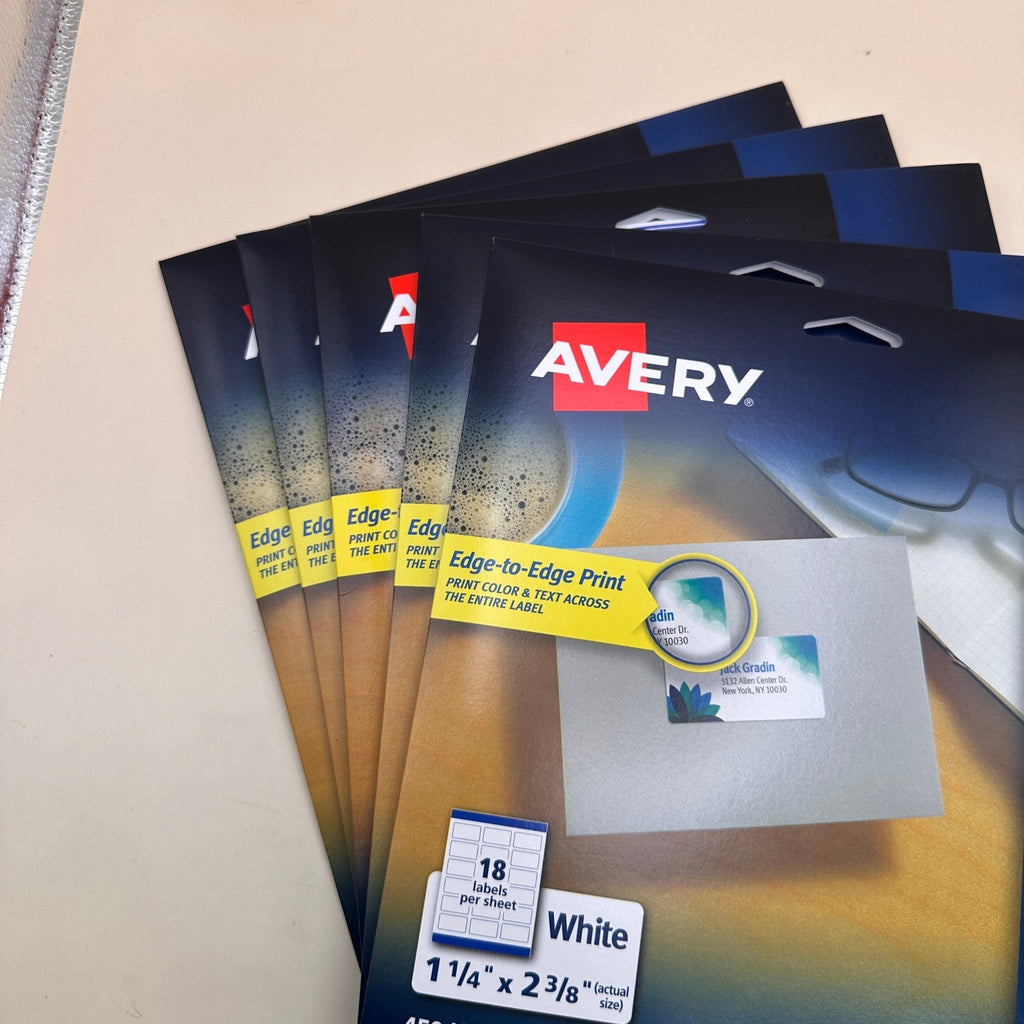 Set of 5 Avery 6871 White Color Laser Labels 1-1/4" x 2-3/8" 450/Pack