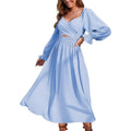 Medium Women Tie Back Long Puff Sleeve Dress Sage Ruffle Wrap Reversible Flowy