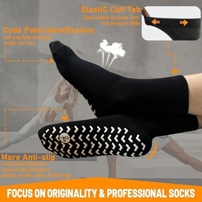 MSRP $22 SOJOFEL 4 Pairs Non Slip Grip Socks Men/Women Size L Anti Skid Crew