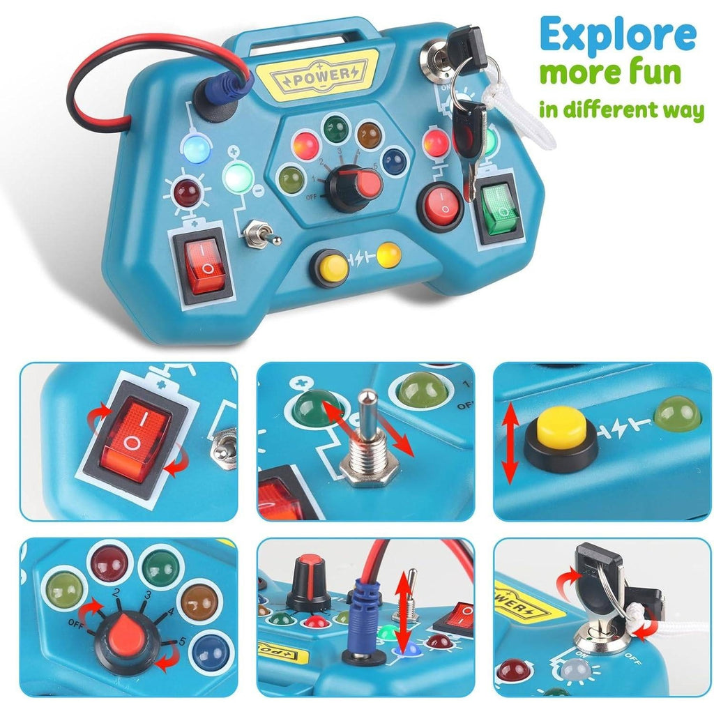 Montessori Sensory Toys with LED Light Switch Control Board Blue Educational