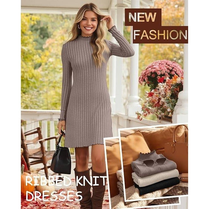 MSRP $52 Velvelhall 3 Pack Women's S Long Sleeve Sweater Dresses Ribbed Knit Le