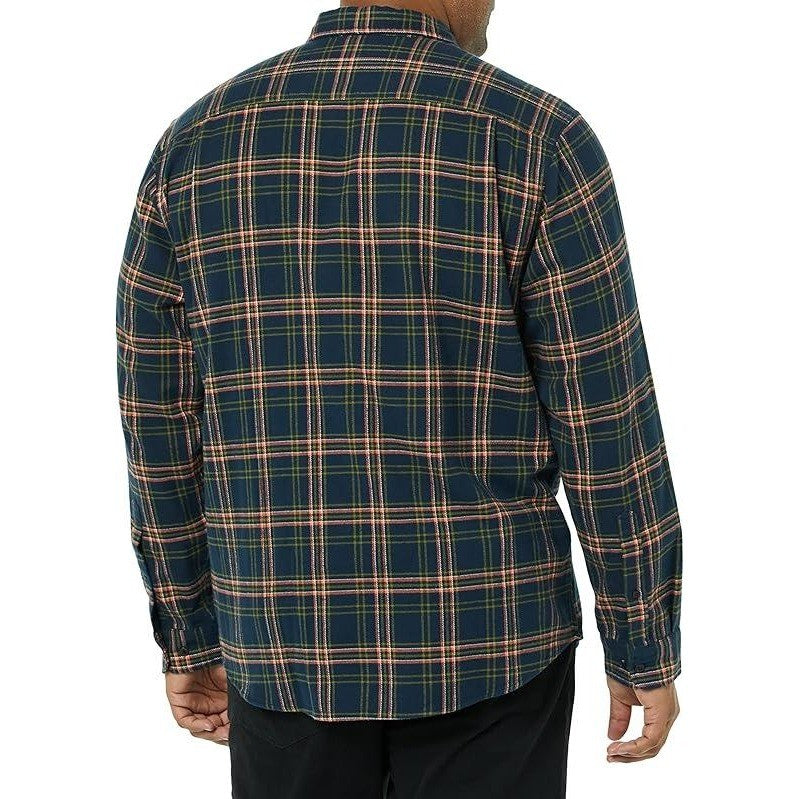 Amazon Essentials Men's L Dark Navy Plaid Regular Fit Long Sleeve Flannel Shirt