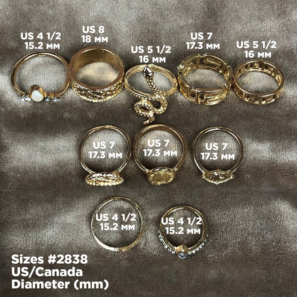 10 pcs Gold Ring Set, Boho Ring Set, Snake Ring, Stackable Rings for Women